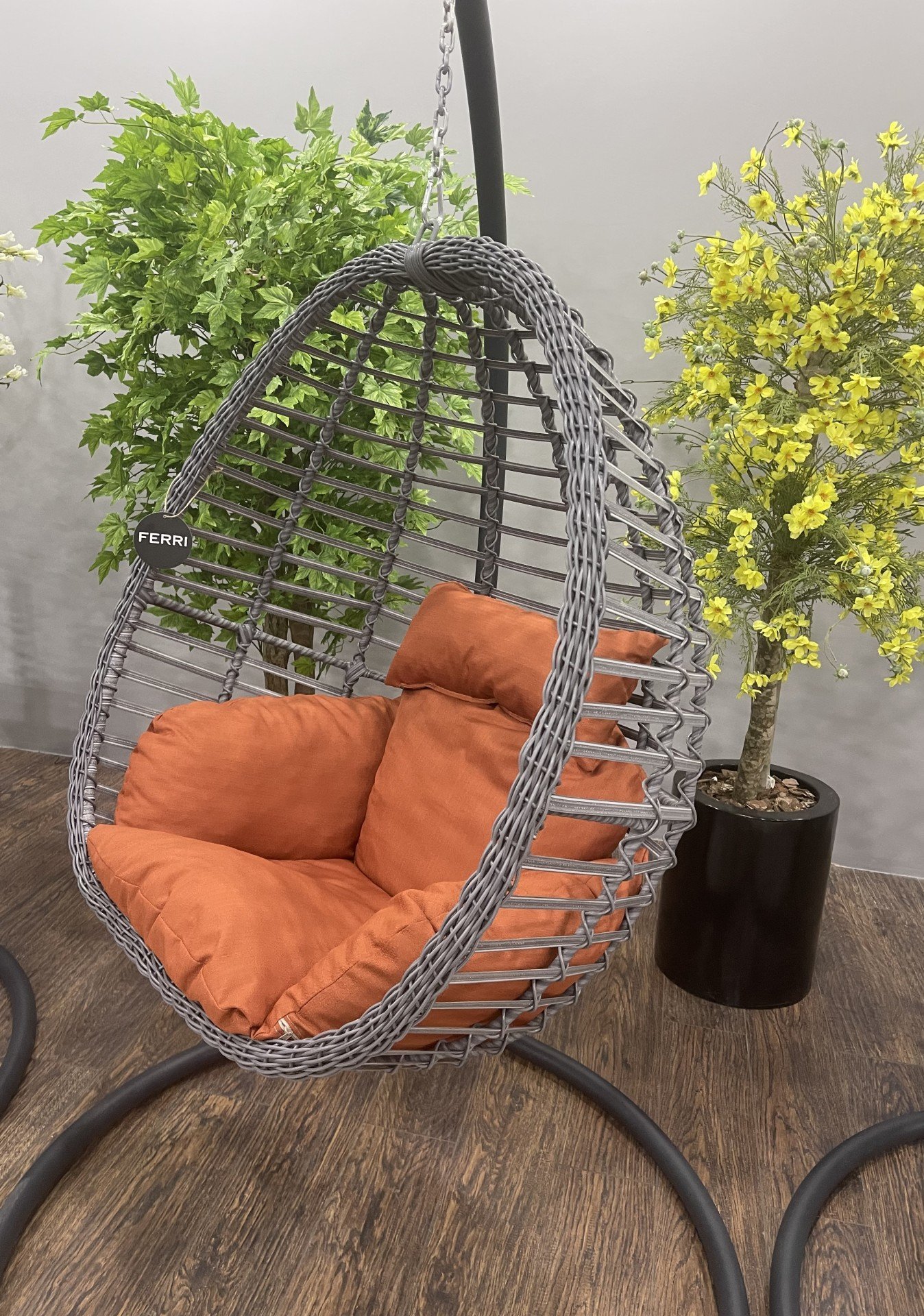 ANNAPARK Gümbet Rattan Bahçe Salıncak - Koyu Gri