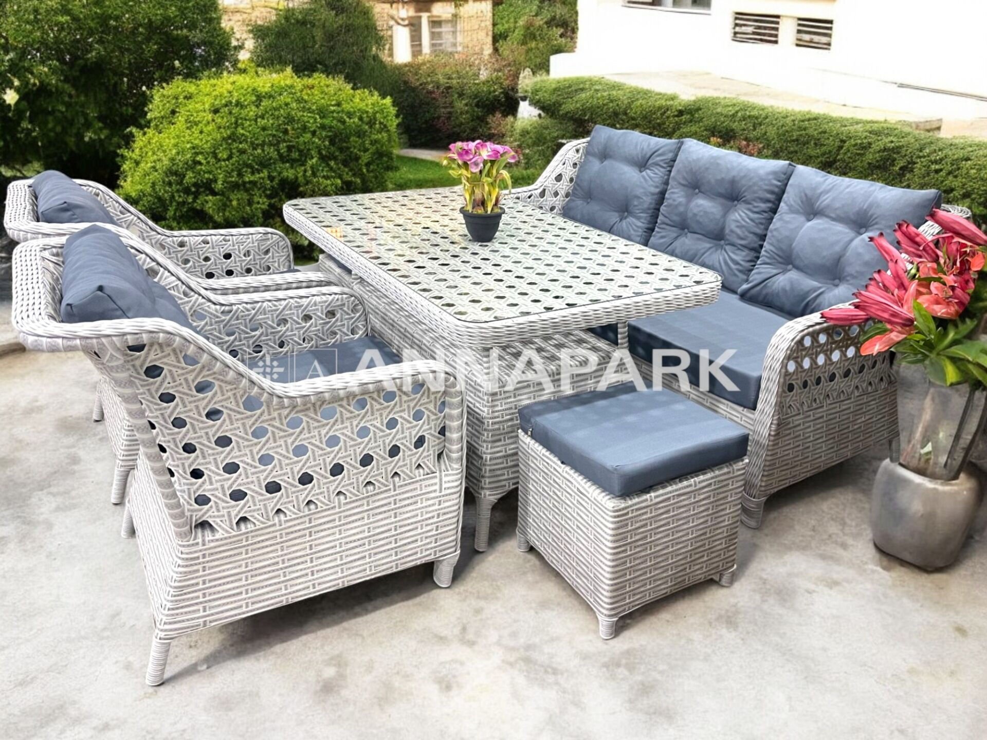 Annapark Palazzo Bahçe Balkon Oturma Grubu Açık Gri / Gri