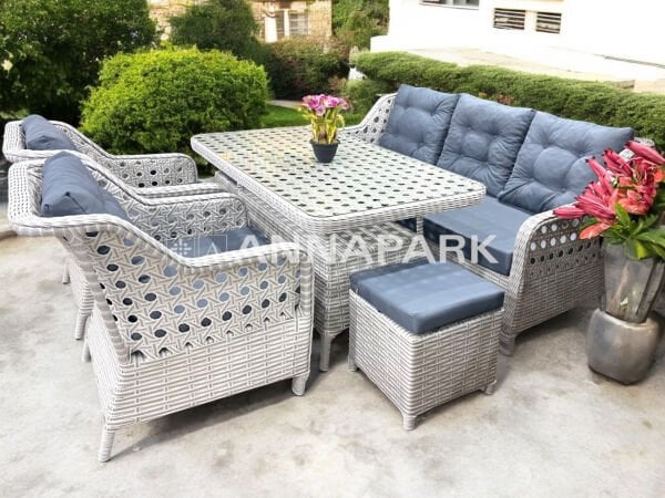 Annapark Palazzo Bahçe Balkon Oturma Grubu Açık Gri / Gri