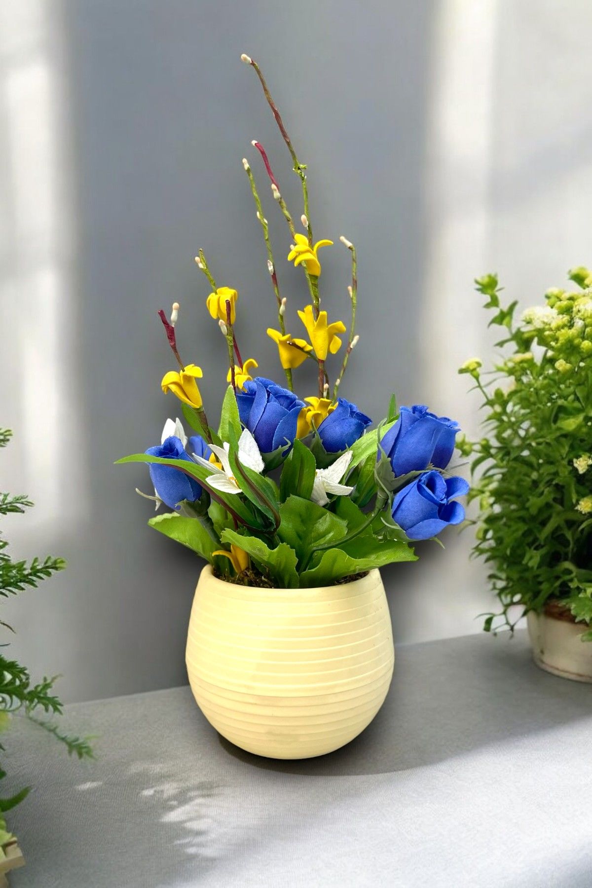 Dekoratif Aranjman Blue Rose