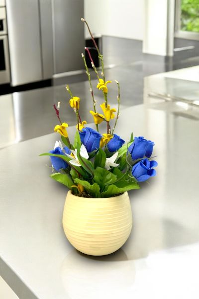 Dekoratif Aranjman Blue Rose