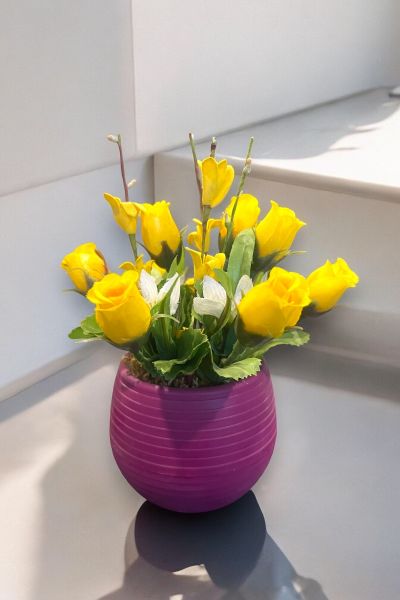 Dekoratif Aranjman Sarı Gül