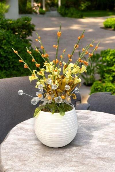 Dekoratif Aranjman Crystal Cream