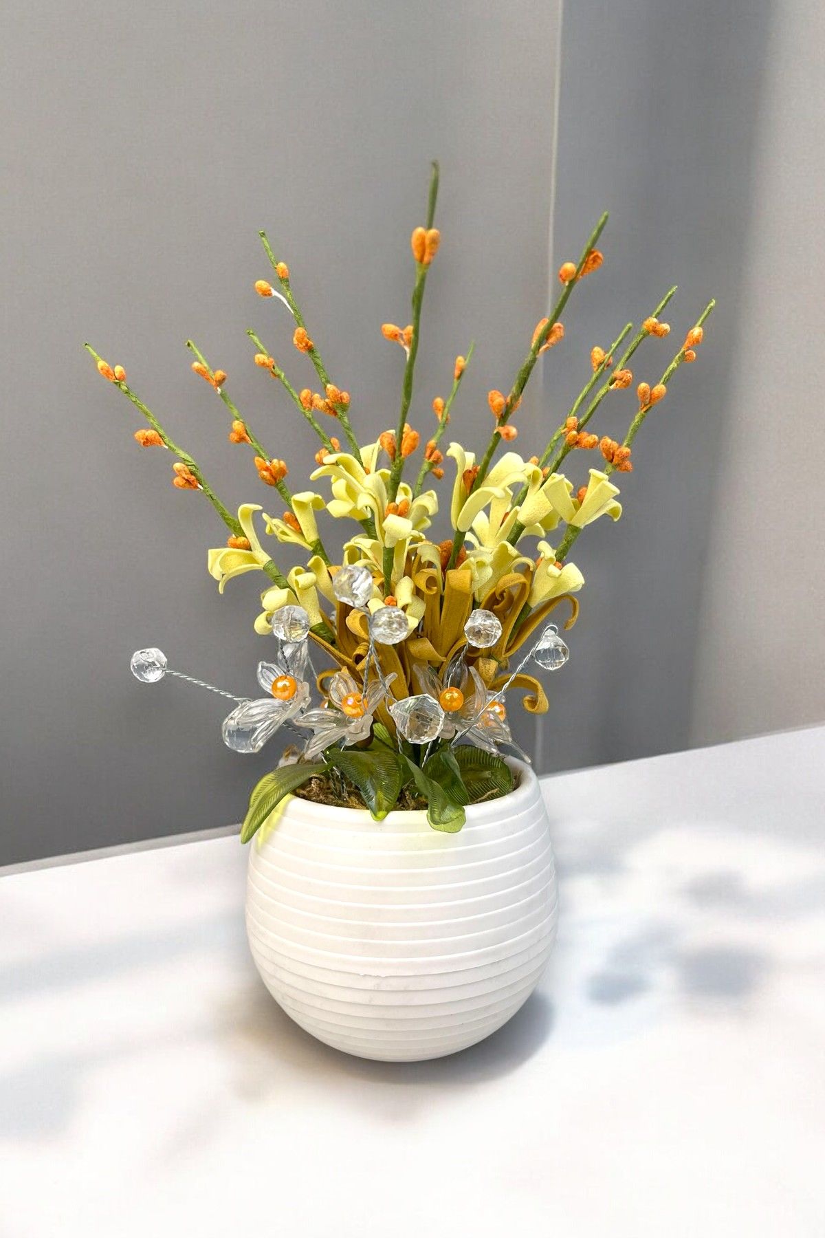 Dekoratif Aranjman Crystal Cream