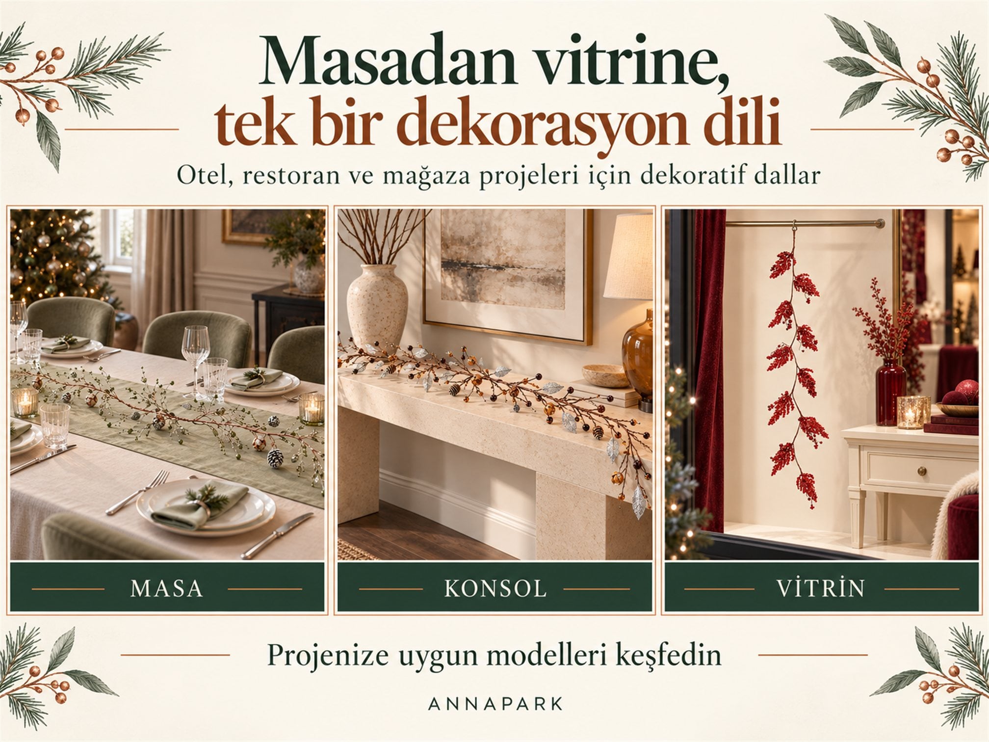 Masadan vitrine tek bir dekorasyon dili satış görseli