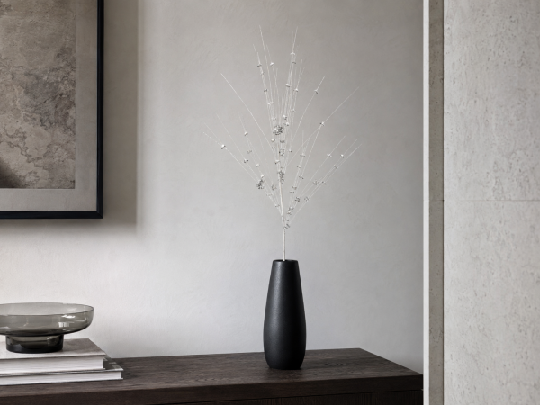 Simli Çiçek Detaylı Dekoratif Dal 80 cm – Gümüş