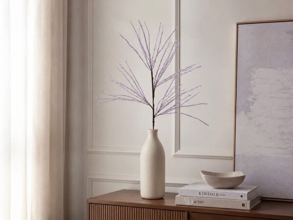 Simli Püsküllü Dekoratif Dal 80 cm – Lila