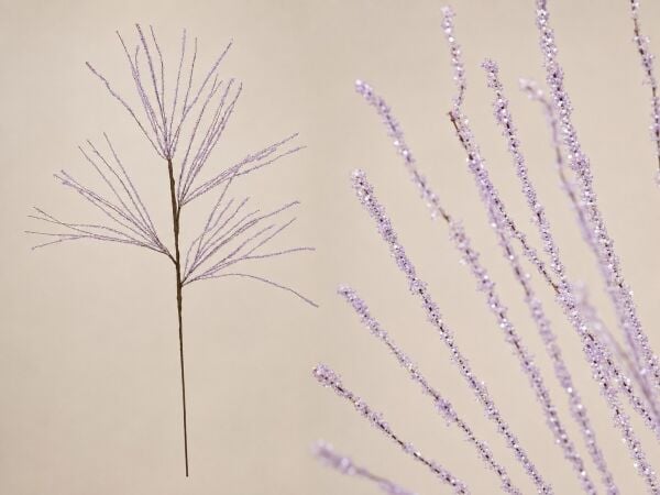 Simli Püsküllü Dekoratif Dal 80 cm – Lila