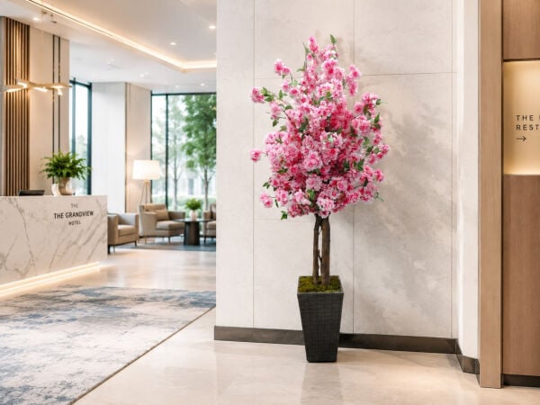 220 cm Yapay Sakura Ağacı - Rattan Saksılı