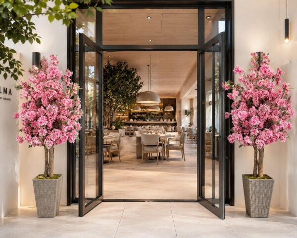 İkili Gövdeli Sakura Yapay Ağaç 220 cm - Rattan Saksılı