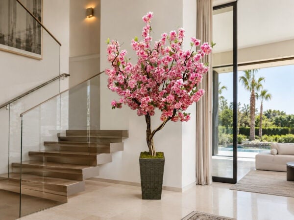 Geniş Taçlı Sakura Yapay Ağaç 230 cm - Rattan Saksılı