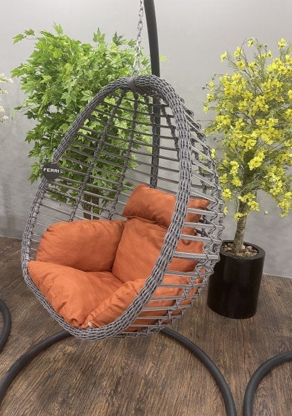 ANNAPARK Gümbet Rattan Bahçe Salıncak - Koyu Gri