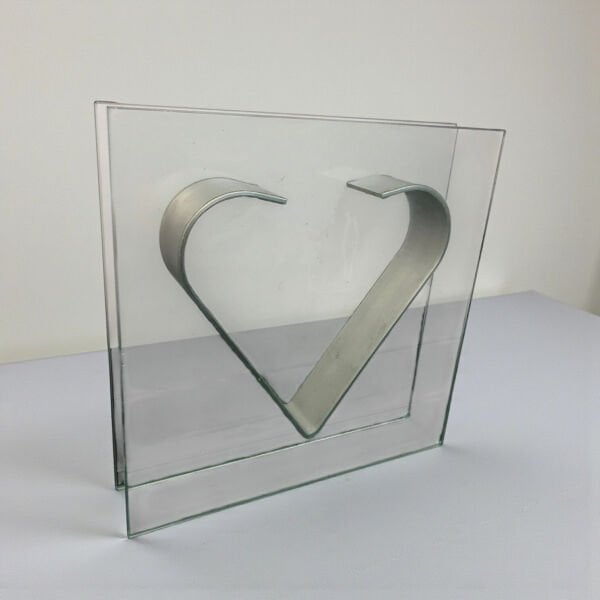 Metal Detaylı Tasarım Cam Vazo 25x25cm