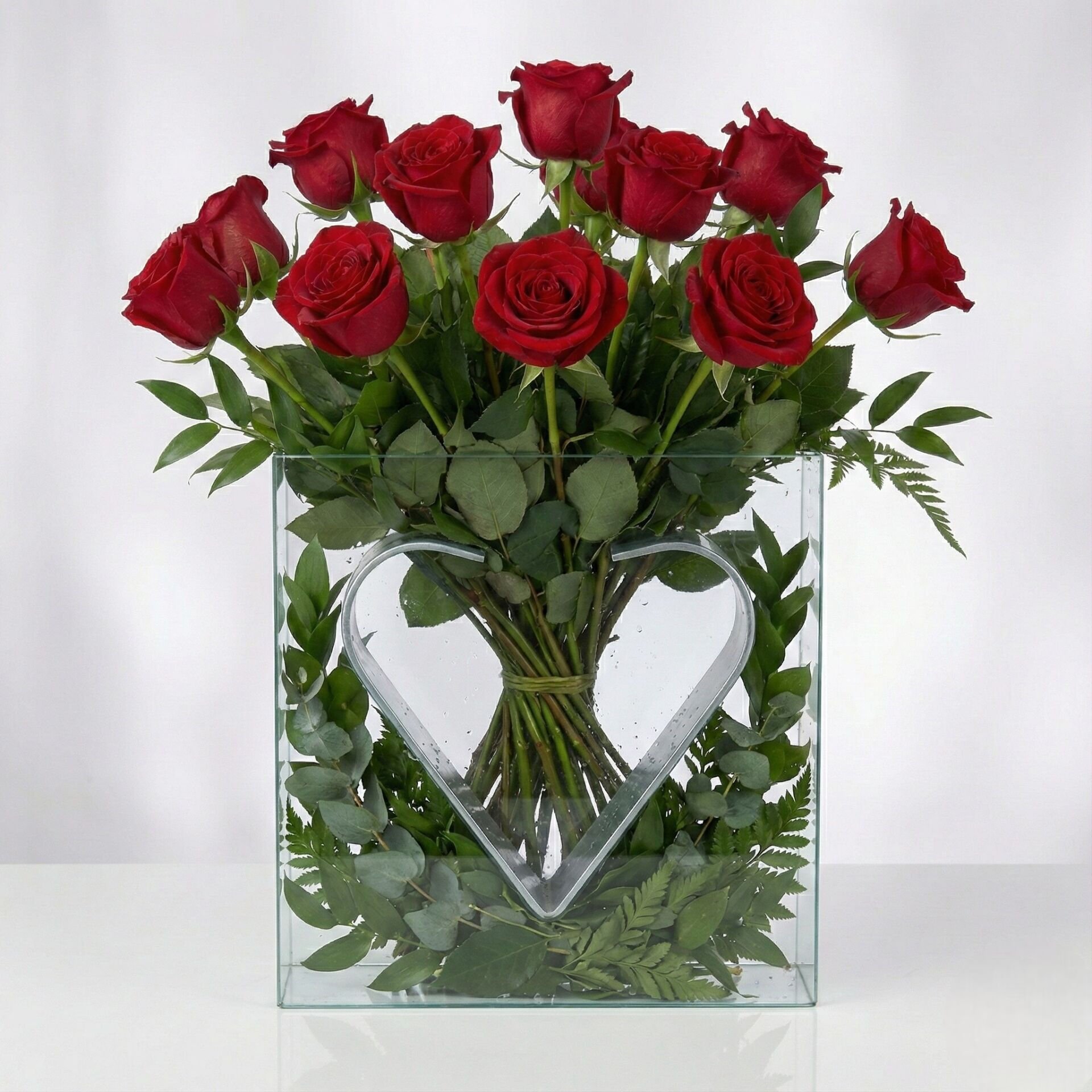 Metal Detaylı Tasarım Cam Vazo 25x25cm