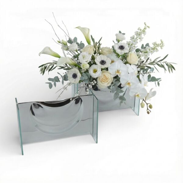 Metal Detaylı Cam Vazo 32x20cm