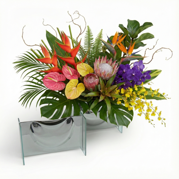 Metal Detaylı Cam Vazo 32x20cm