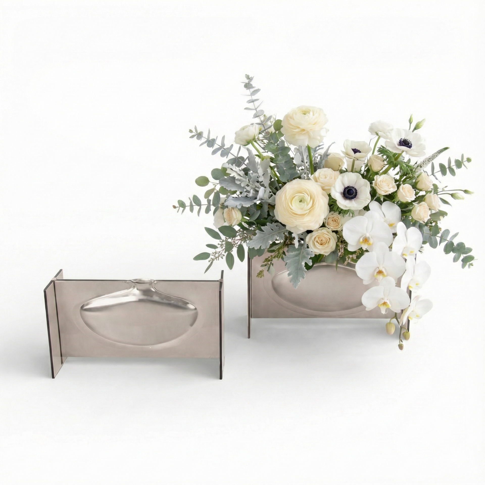 Metal Detaylı Cam Vazo 31x20cm