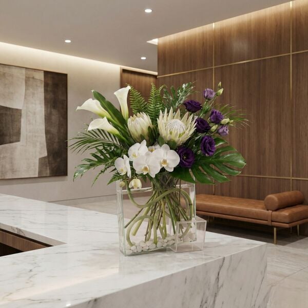 Metal Detaylı Cam Vazo 32x32 cm