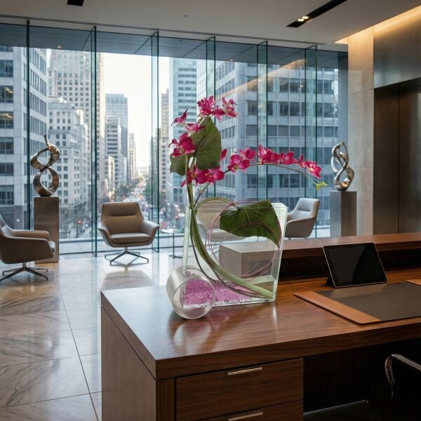 Metal Detaylı Cam Vazo 32x32cm