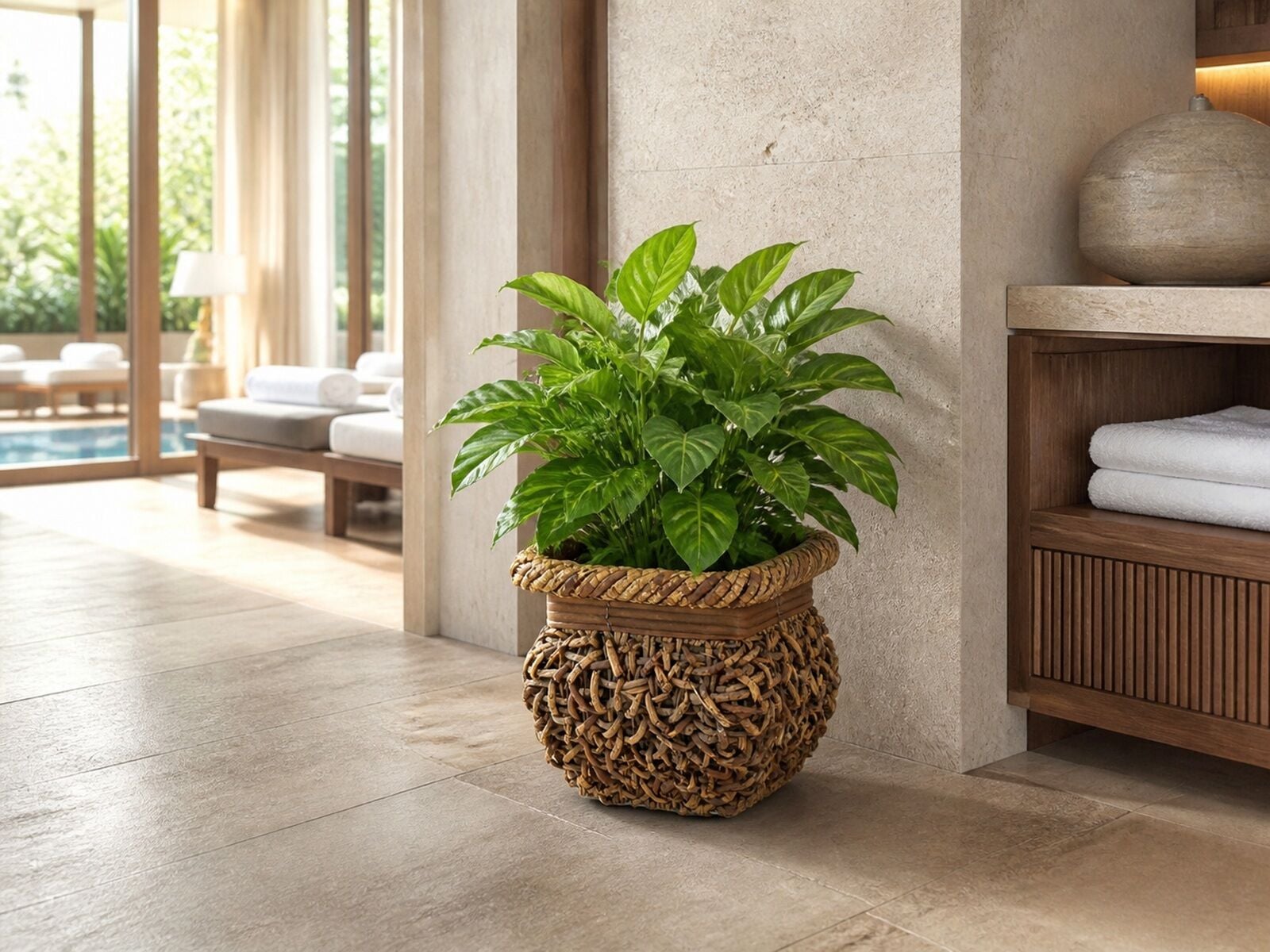 Dekoratif Hasır Saksı SW12597