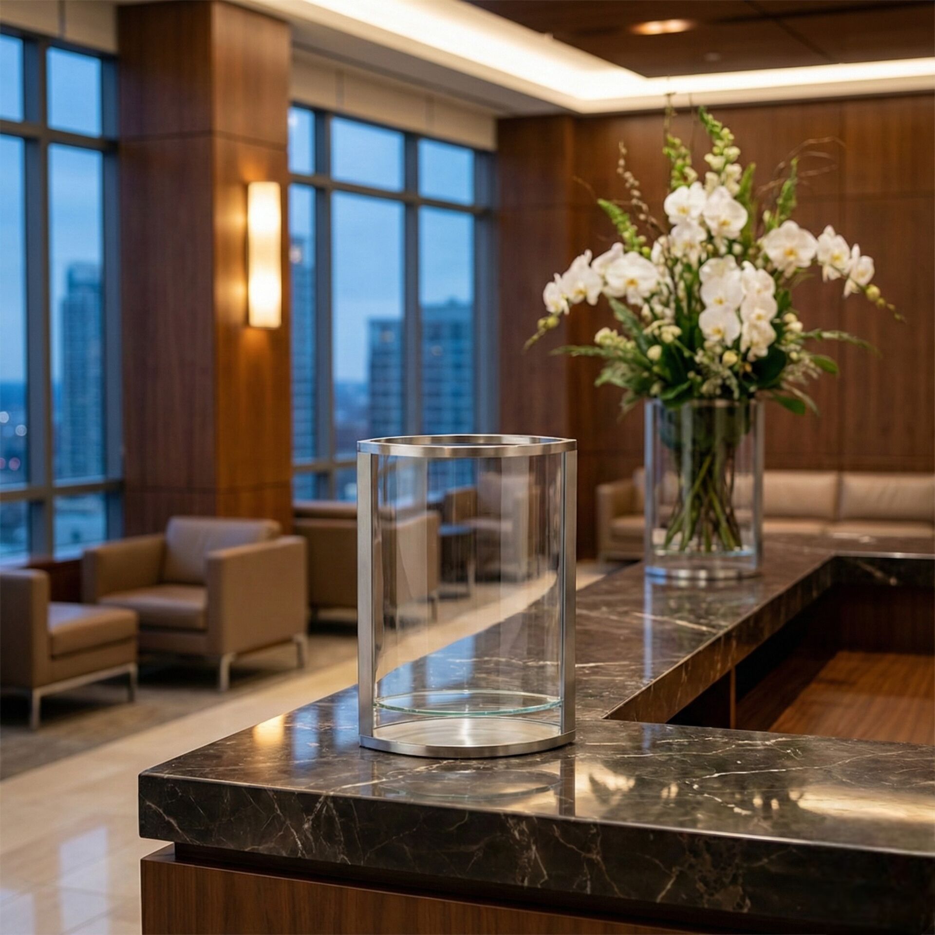 Metal Detaylı Cam Vazo 20x30cm