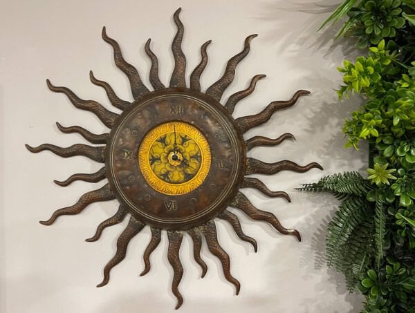 Dekoratif Vintage Duvar Saati - Güneş 51cm