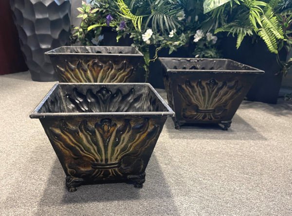 Dekoratif Vintage Bakır Saksı 3'lü Set