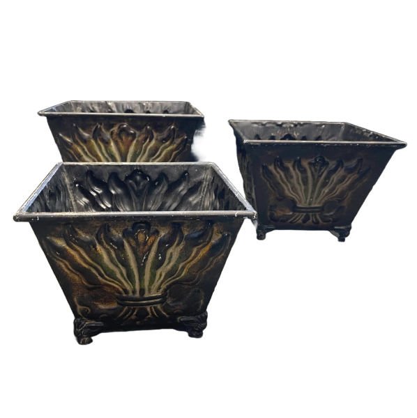 Dekoratif Vintage Bakır Saksı 3'lü Set