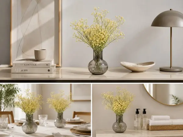 Yapay Cipso Dalı Krem 65 cm | Dekoratif Vazo Çiçeği