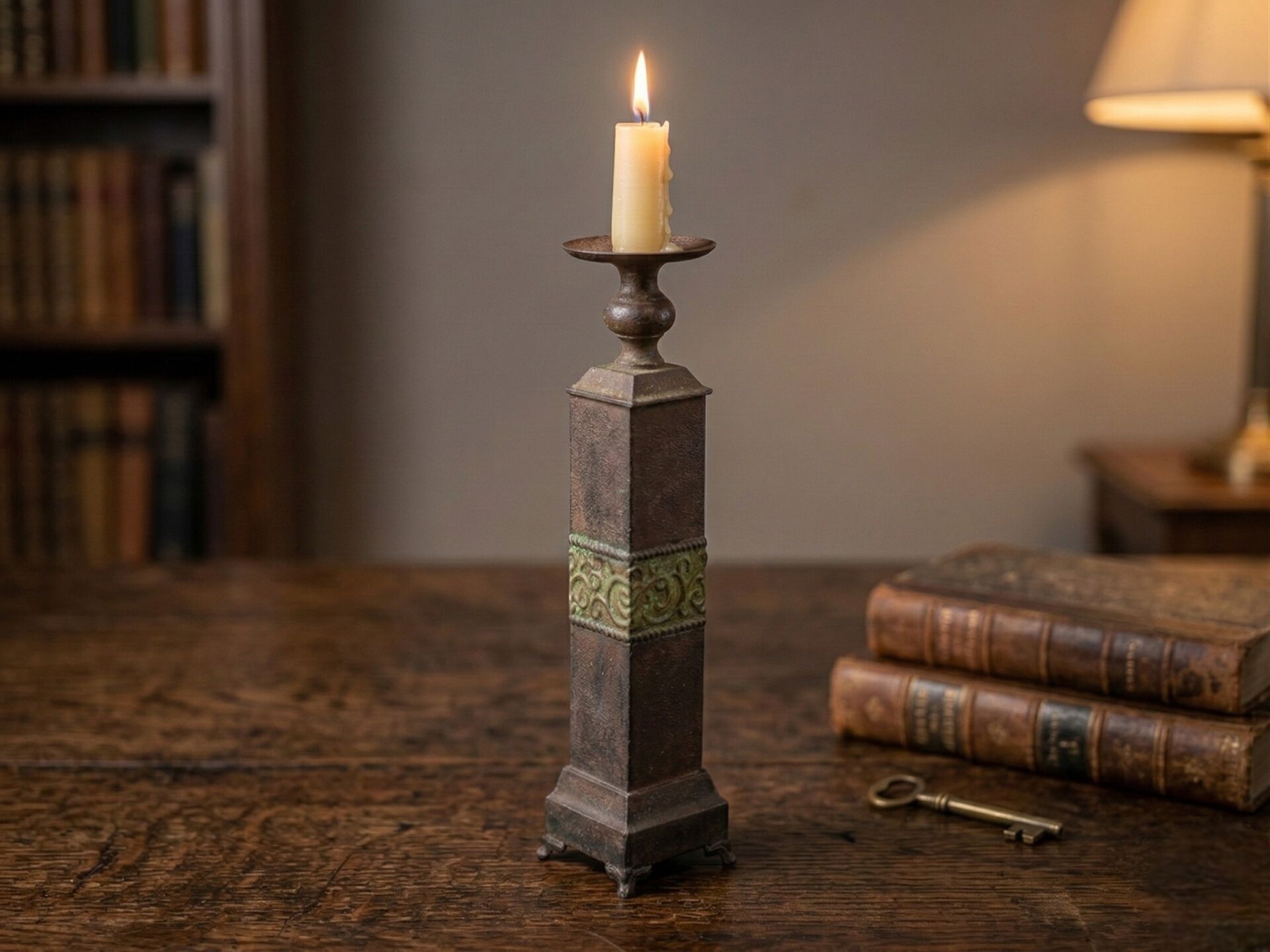 Eskitme El Yapımı Vintage Şamdan ve Mumluk (50 cm)