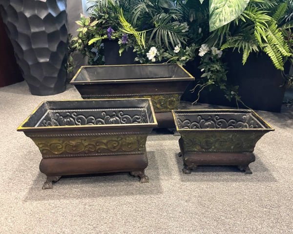 Dekoratif Vintage Bakır Saksı 3'lü Set