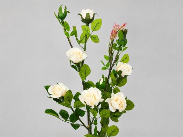 Yapay Gül Dalı Beyaz 80 cm | Uzun Vazo Çiçeği