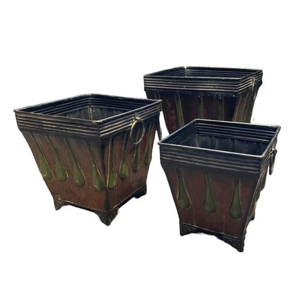 Dekoratif Vintage Bakır Saksı 3'lü Set