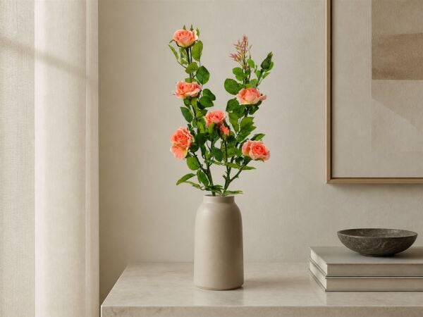 Yapay Gül Dalı Çok Çiçekli 80 cm Somon