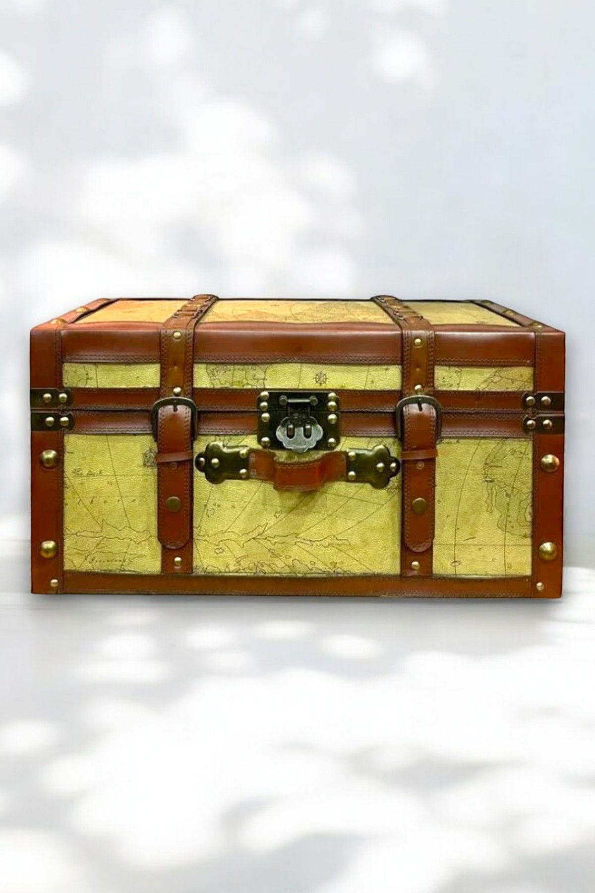 Dekoratif Ahşap Bavul Sandık, Hediye & Çeyiz Sandığı, Organizer 50cm