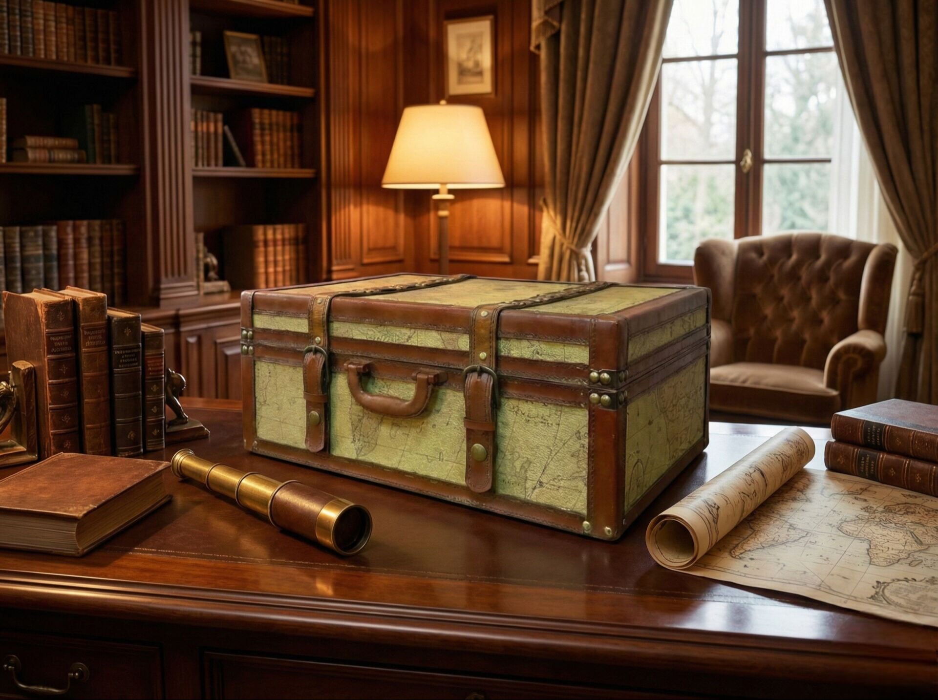 Vintage Tasarım Ahşap Bavul Sandık & Organizer (40 cm)