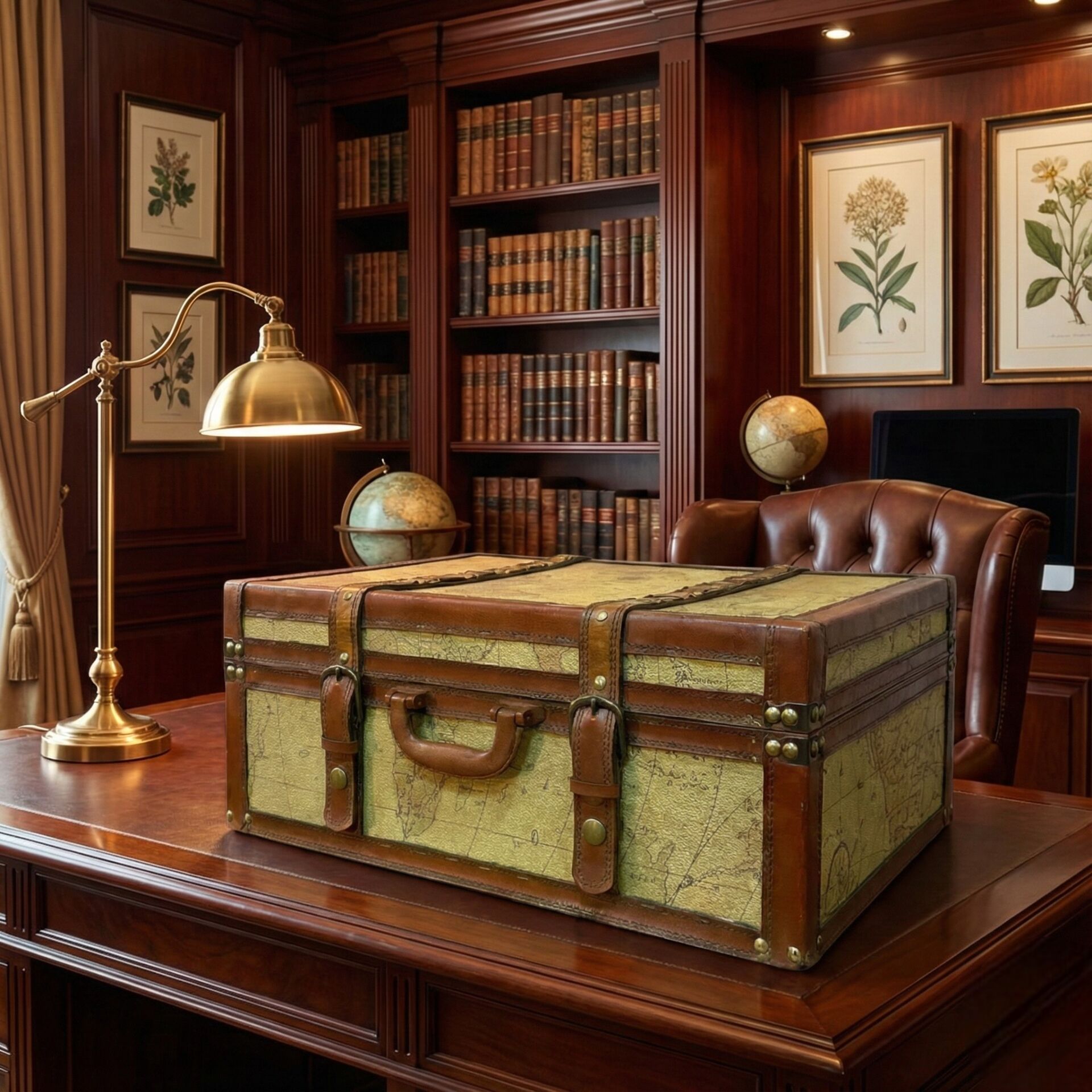 Vintage Tasarım Ahşap Bavul Sandık & Organizer (40 cm)