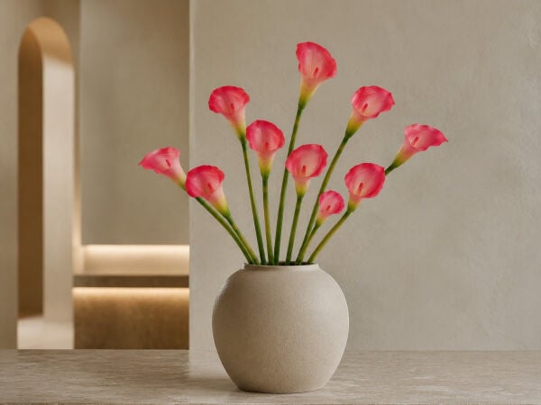 Yapay Gala Çiçeği Islak Dokulu 35 cm Pembe