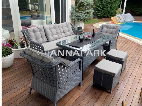 Rattan Masalı Bahçe Oturma Grubu Verano Gri