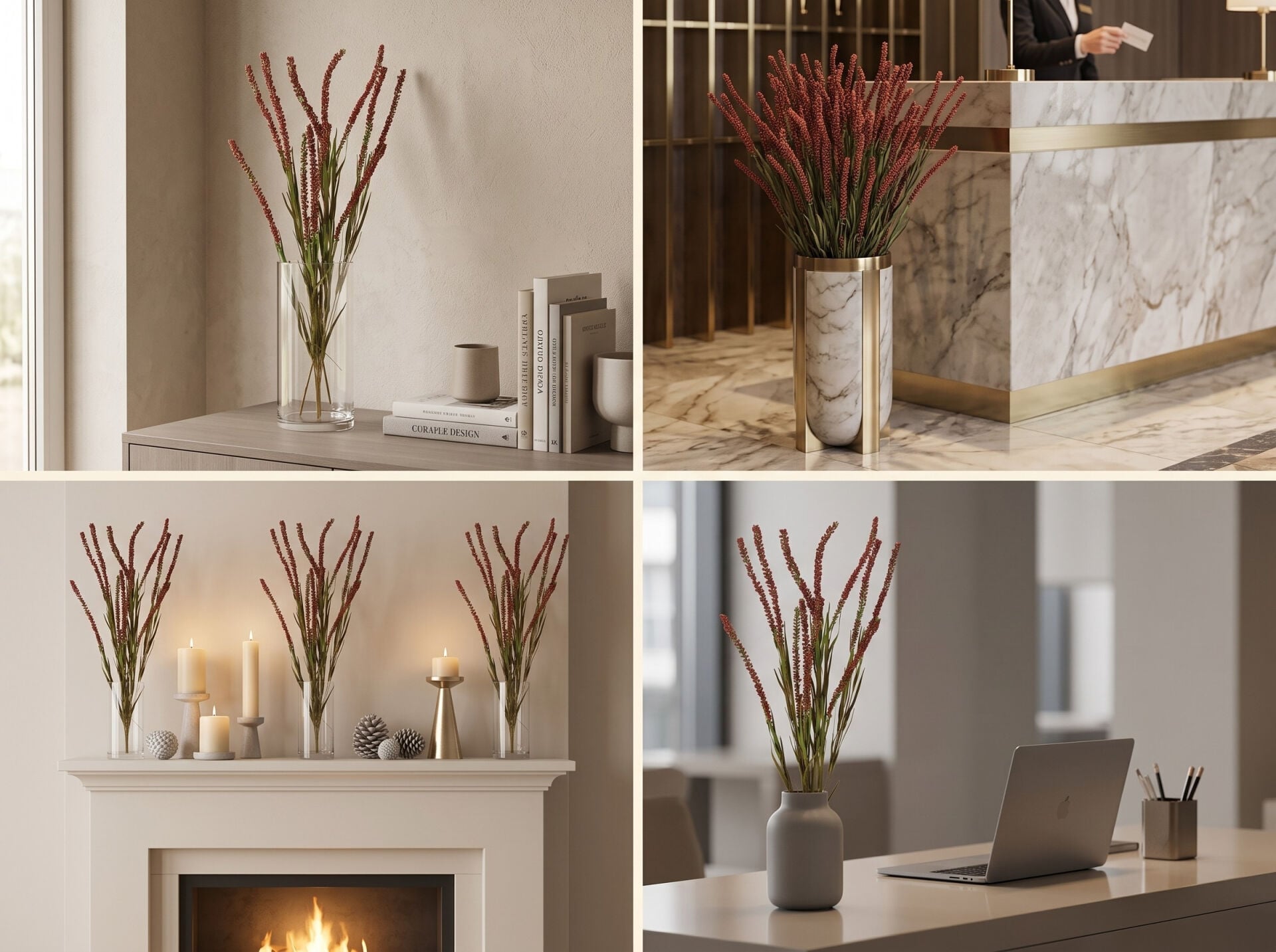 Yapay Başak Dalı 75 cm Bordo