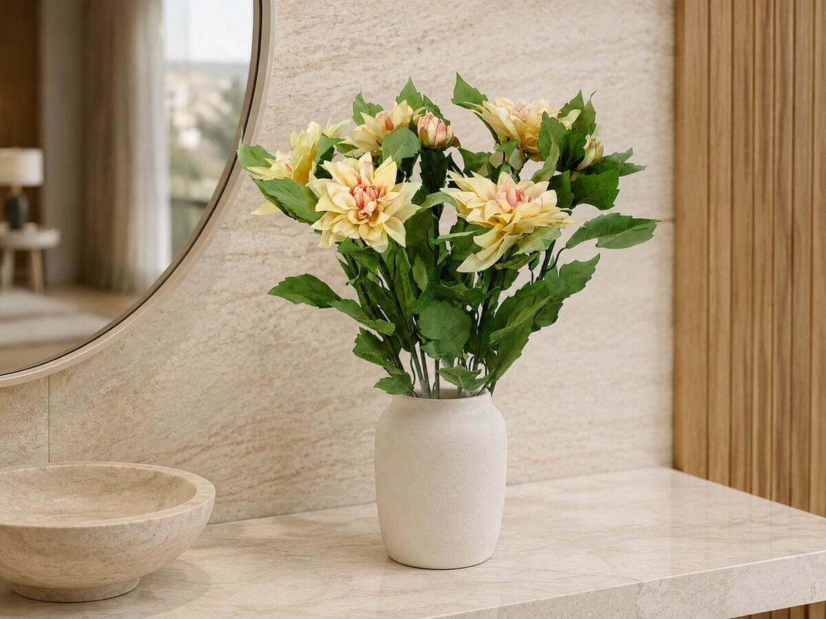 Yapay Yıldız Çiçeği Demeti 55 cm Krem Pembe