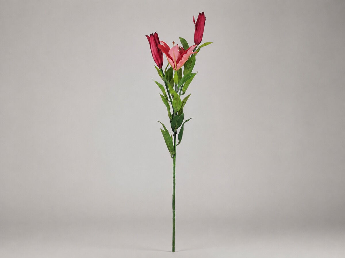 Yapay Lilyum Zambak Dalı 100 cm Koyu Pembe