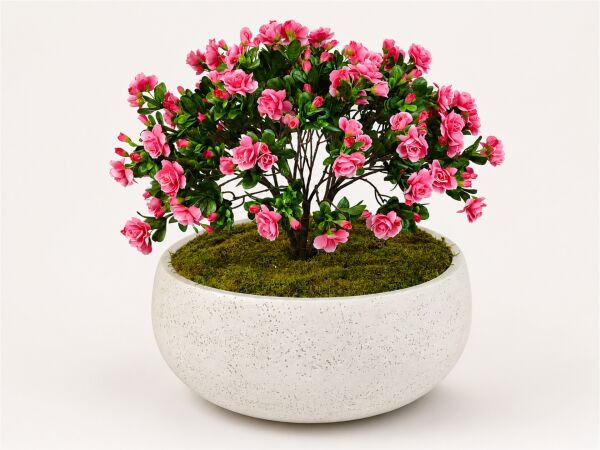 Yapay Açelya Aranjmanı 65 cm – Büyük Fiber Saksılı Açık Pembe