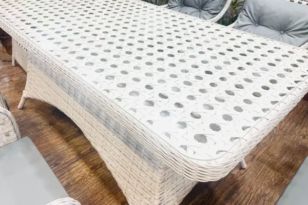 Balkon ve Bahçe Masa Sandalye Takımı Victory Açık Gri Rattan 6 Kişilik