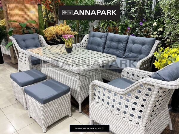 Annapark Palazzo Bahçe Balkon Oturma Grubu Açık Gri / Gri