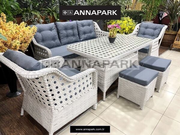 Annapark Palazzo Bahçe Balkon Oturma Grubu Açık Gri / Gri