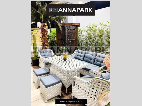 Annapark Palazzo Bahçe Balkon Oturma Grubu Açık Gri / Gri