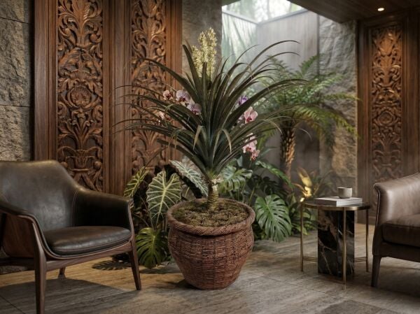 Hasır Saksılı Tropikal Yapay Ağaç (160 cm)