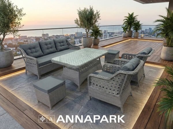 Verano Rattan Bahçe Masa ve Oturma Takımı - Antrasit