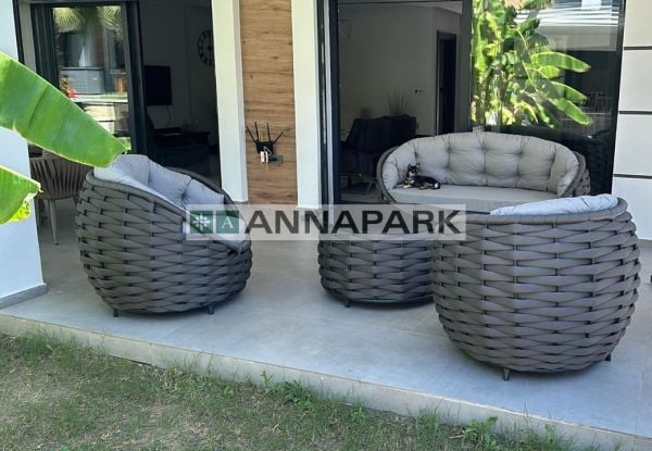 Annapark Apple Balkon Oturma Grubu, Balkon Koltuk Takımı Antrasit
